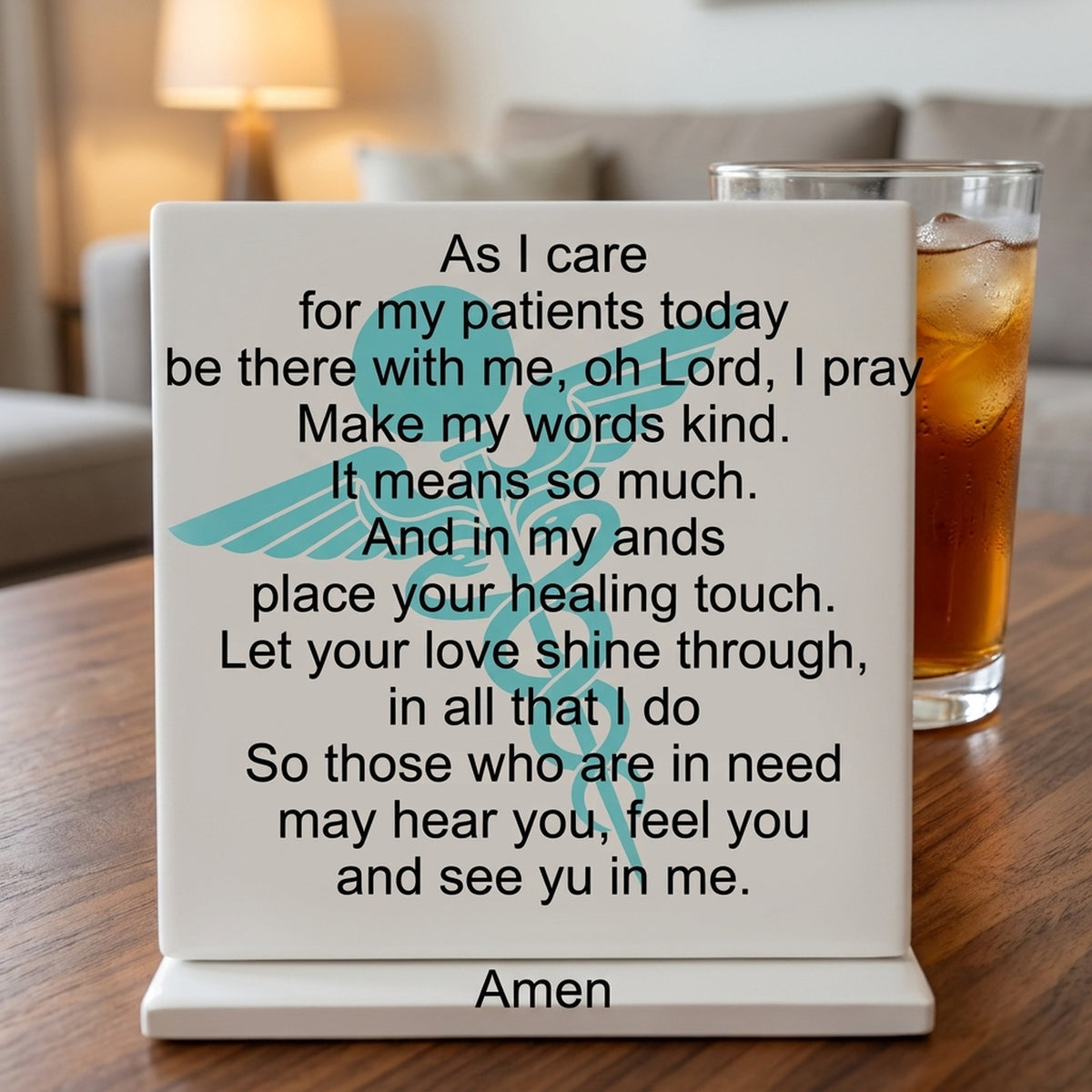 A Nurse's Prayer ceramic coasters set of 4, lifestyle