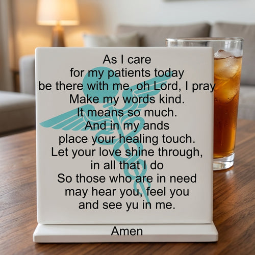A Nurse's Prayer ceramic coasters set of 4, lifestyle