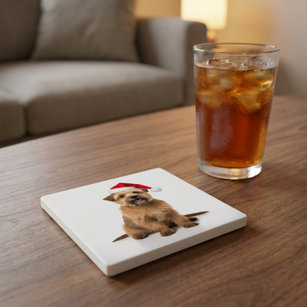 Norfolk Terrier ceramic coasters set of 4, lifestyle