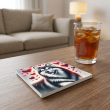 Alaskan Malamute ceramic coasters set of 4, lifestyle