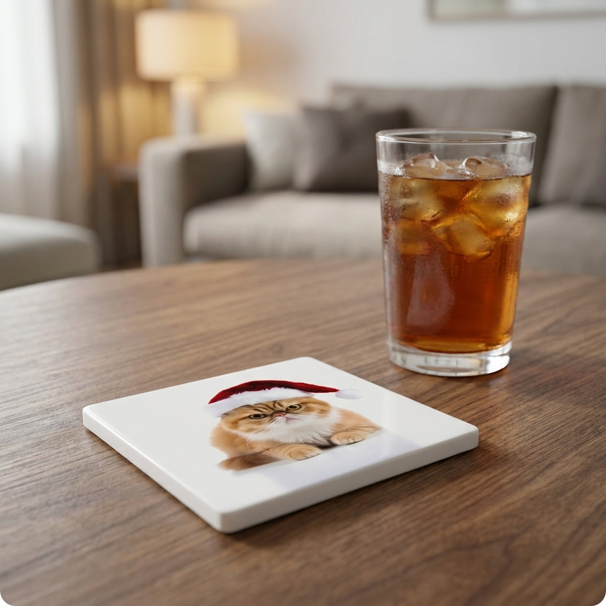 Exotic Shorthair Cat ceramic coasters set of 4, lifestyle