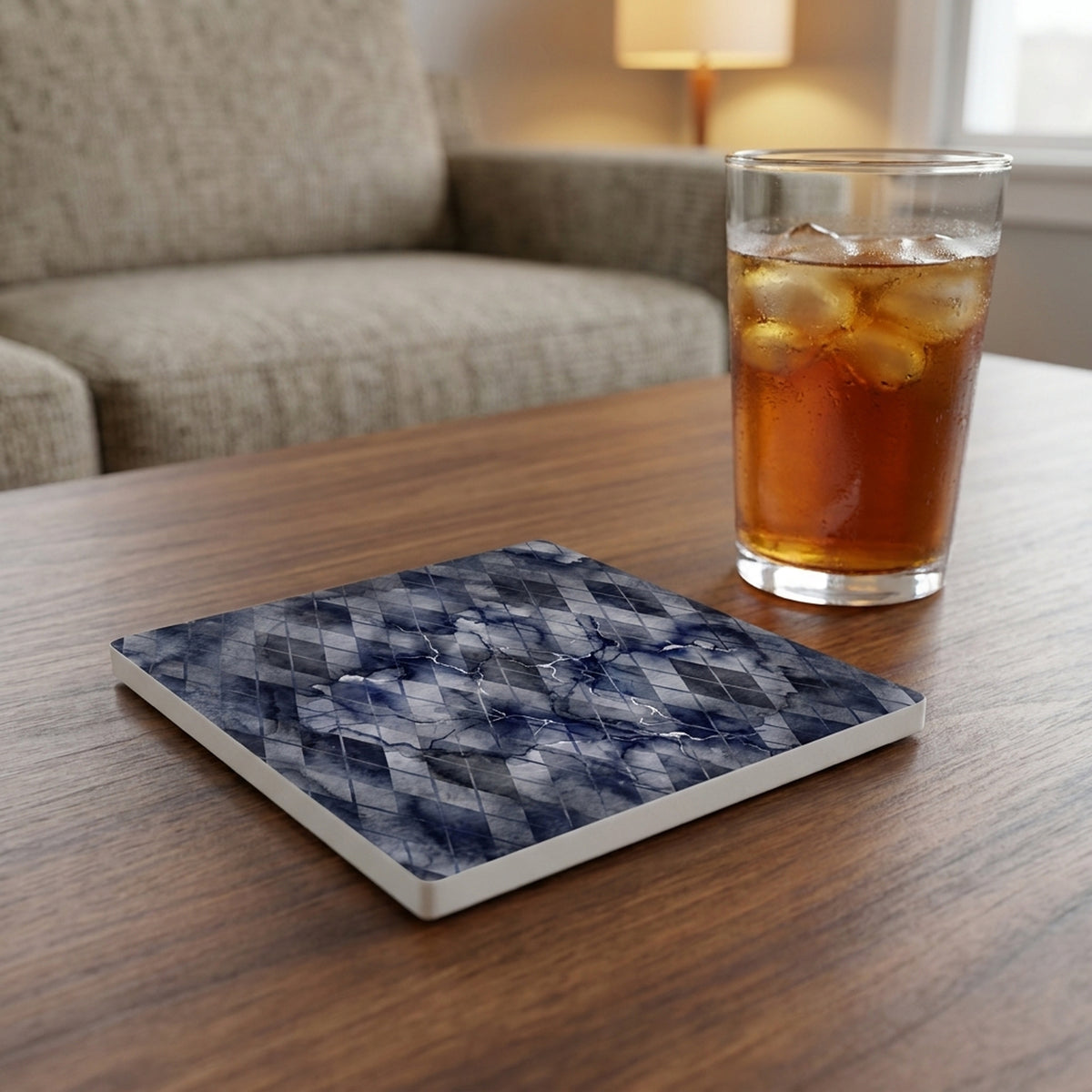 Argyle ceramic coasters set of 4, lifestyle