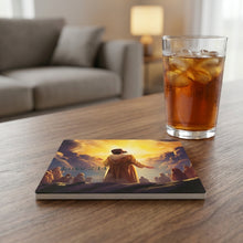 Golden Heavenly Light ceramic coasters set of 4, lifestyle