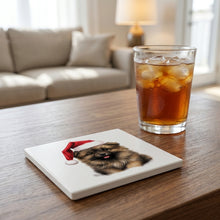 Keeshonden Puppy Drawing ceramic coasters set of 4, lifestyle