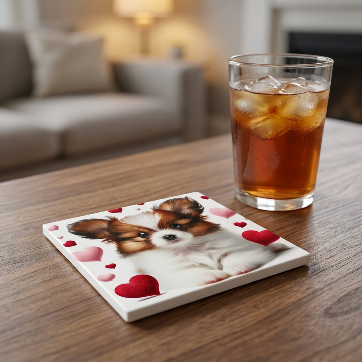 Papillon ceramic coasters set of 4, lifestyle