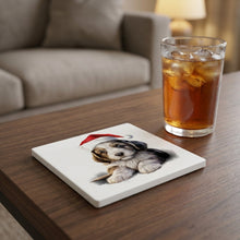 Petit Basset Griffon Vendéen Puppy Drawing ceramic coasters set of 4, lifestyle