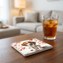 Beagle ceramic coasters set of 4, lifestyle