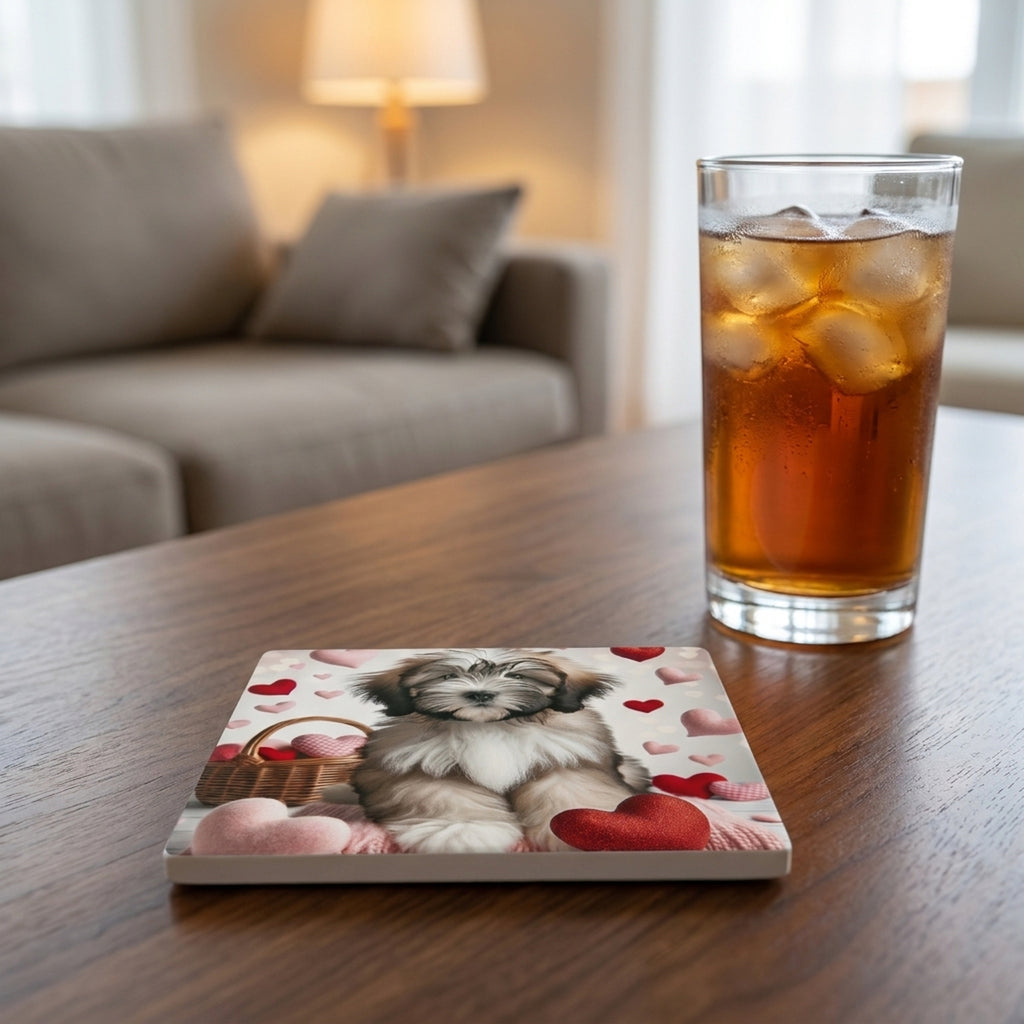 Havanese ceramic coasters set of 4, lifestyle