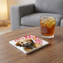 Briard ceramic coasters set of 4, lifestyle