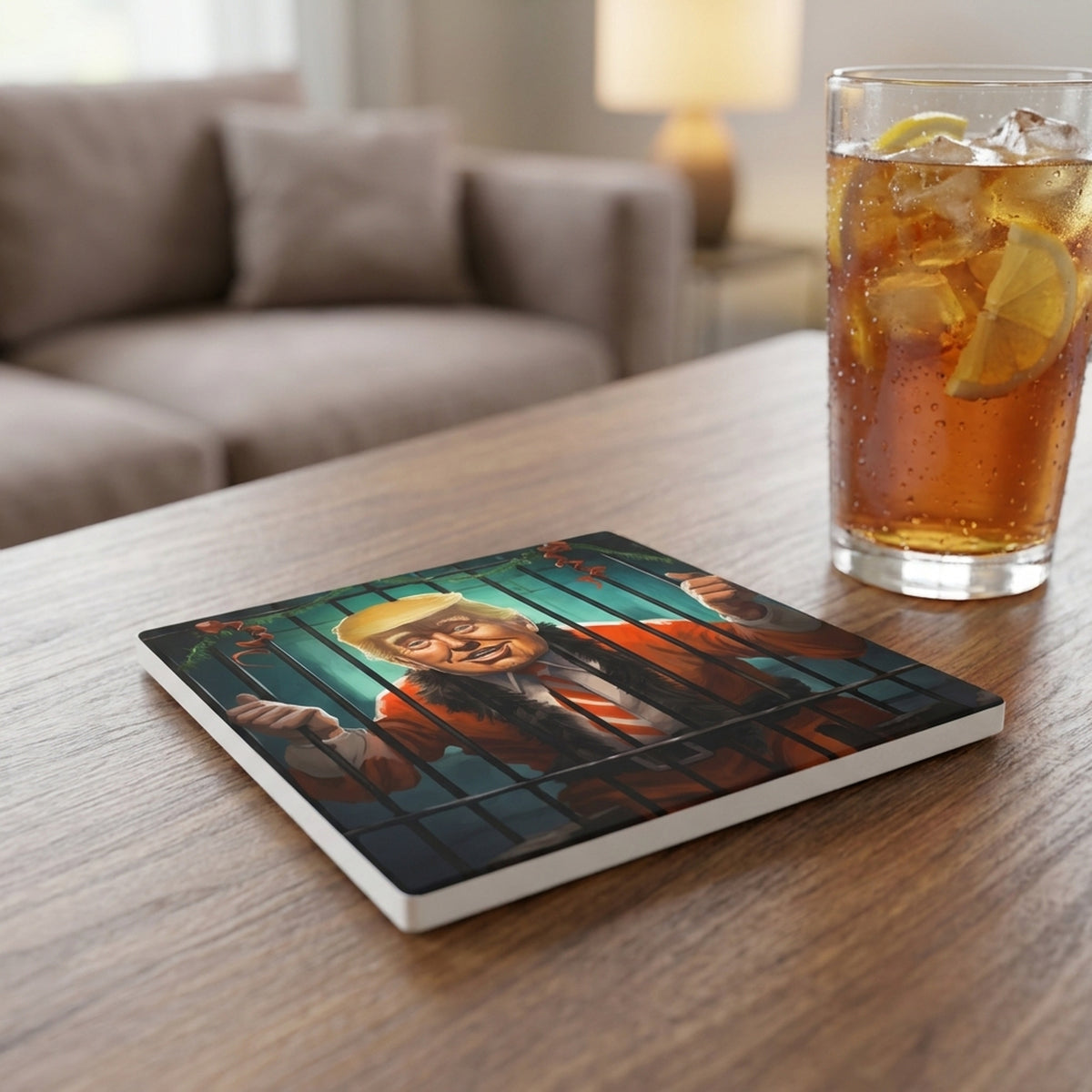Festive Jailhouse Garland ceramic coasters set of 4, lifestyle