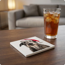 Scottish Deerhound ceramic coasters set of 4, lifestyle