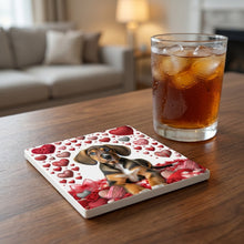 Beagle ceramic coasters set of 4, lifestyle