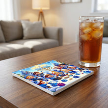 Golden Menorah Celebration ceramic coasters set of 4, lifestyle