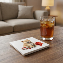 Norwegian Buhund Puppy Drawing ceramic coasters set of 4, lifestyle