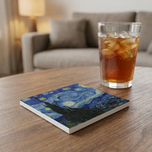 Starry Night ceramic coasters set of 4, lifestyle