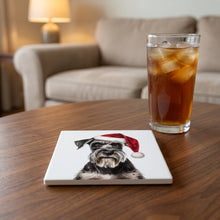 Standard Schnauzer ceramic coasters set of 4, lifestyle