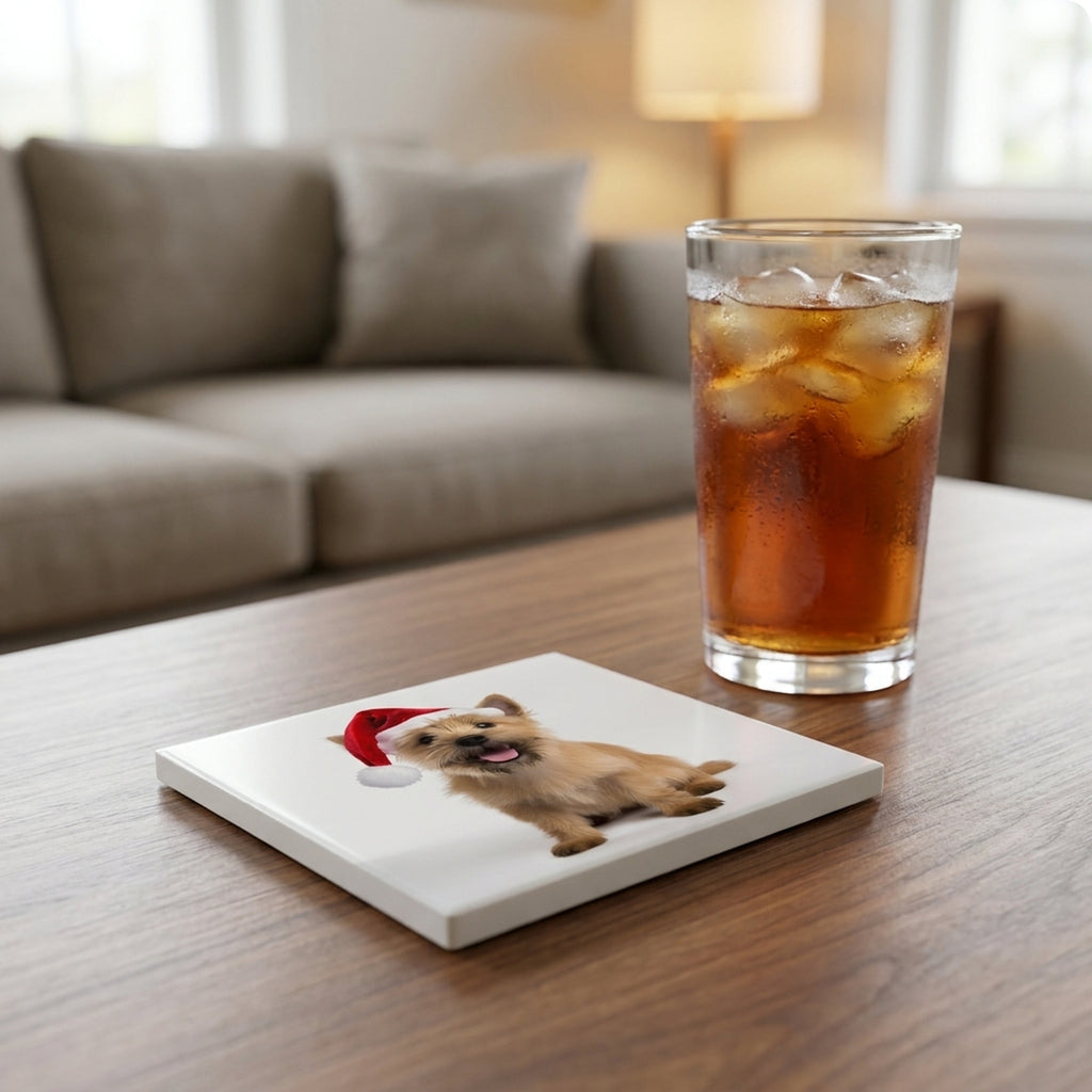 Norwich Terrier ceramic coasters set of 4, lifestyle