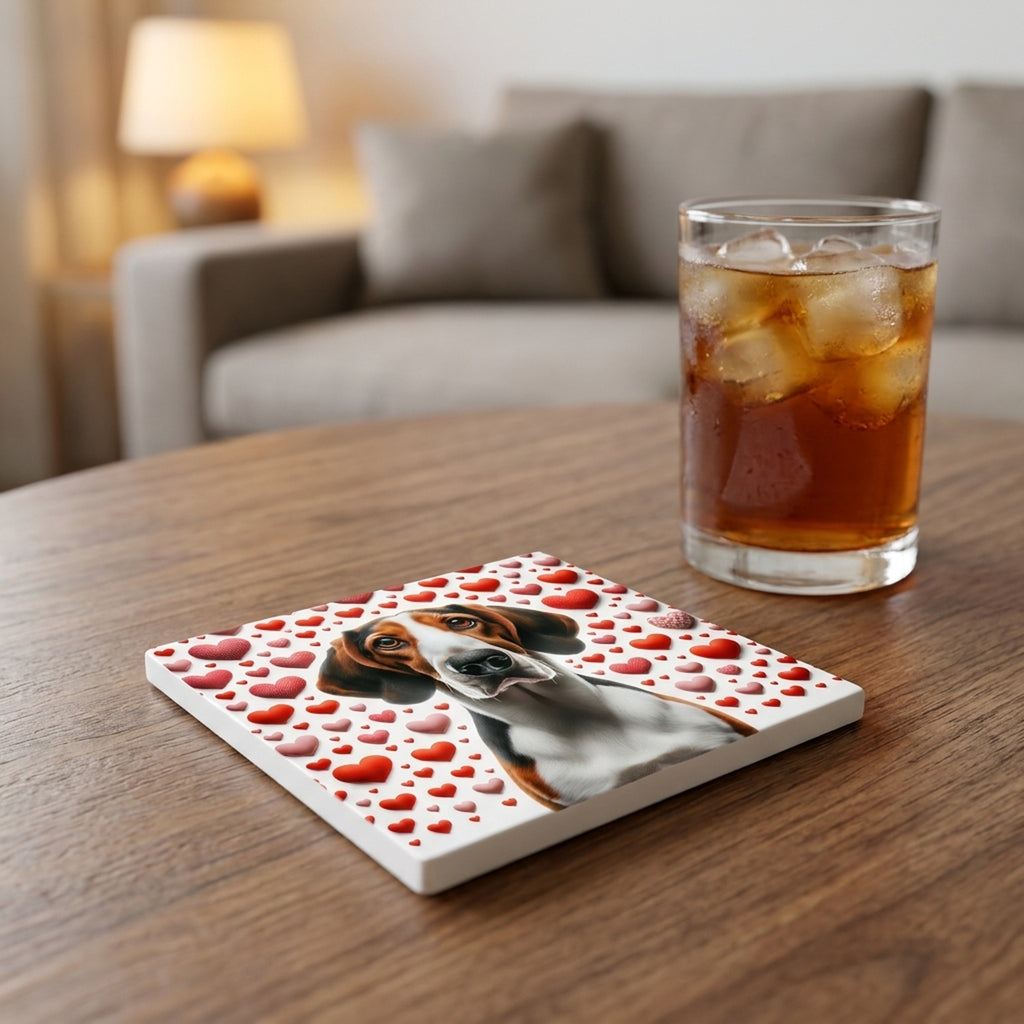 Beagle ceramic coasters set of 4, lifestyle