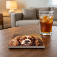 Cavalier King Charles Spaniel Portrait ceramic coasters set of 4, lifestyle