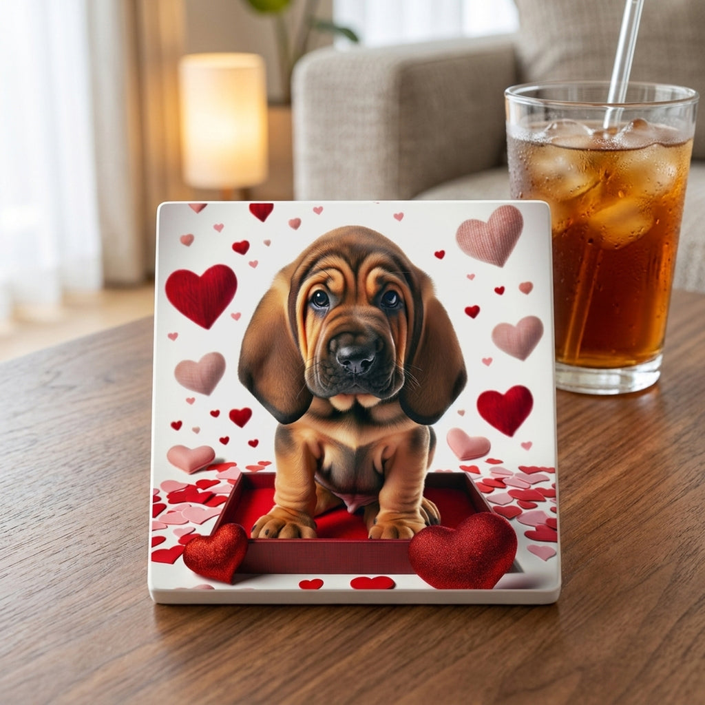 Bloodhound ceramic coasters set of 4, lifestyle