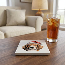 English Foxhound Puppy Drawing ceramic coasters set of 4, lifestyle