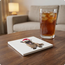 Cairn Terrier ceramic coasters set of 4, lifestyle