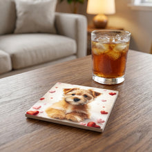 Norfolk Terrier ceramic coasters set of 4, lifestyle