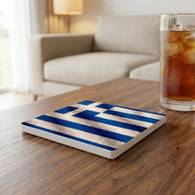 Greece Flag Pride ceramic coasters set of 4, lifestyle
