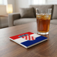 Croatia Flag Pride ceramic coasters set of 4, lifestyle