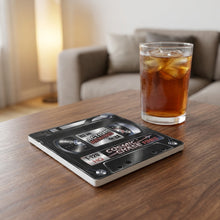 VHS Tape ceramic coasters set of 4, lifestyle