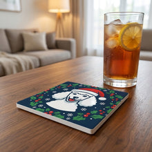 Poodle Christmas Ornament Art ceramic coasters set of 4, lifestyle