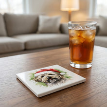 Dandie Dinmont Terrier ceramic coasters set of 4, lifestyle