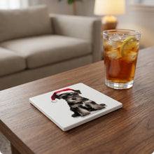Miniature Schnauzer Puppy ceramic coasters set of 4, lifestyle