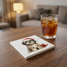 Lhasa Apso Puppy Drawing ceramic coasters set of 4, lifestyle