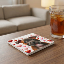 American Staffordshire Terrier ceramic coasters set of 4, lifestyle