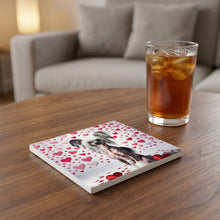 Chinese Crested ceramic coasters set of 4, lifestyle