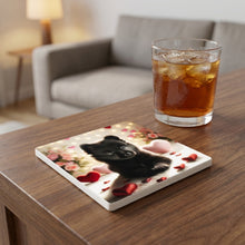 Pomeranian ceramic coasters set of 4, lifestyle