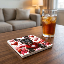 French Bulldog ceramic coasters set of 4, lifestyle