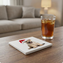 Norwegian Buhund Puppy ceramic coasters set of 4, lifestyle