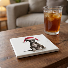 Whippet Puppy ceramic coasters set of 4, lifestyle