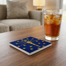 Indiana State Flag ceramic coasters set of 4, lifestyle