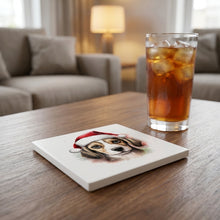 Beagle Puppy Drawing ceramic coasters set of 4, lifestyle