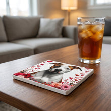 American Staffordshire Terrier ceramic coasters set of 4, lifestyle