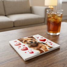 Yorkshire Terrier ceramic coasters set of 4, lifestyle