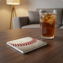 Baseball Stitch ceramic coasters set of 4, lifestyle
