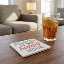 Pilates is My Happy Hour ceramic coasters set of 4, lifestyle