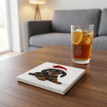 Dachshund Puppy ceramic coasters set of 4, lifestyle
