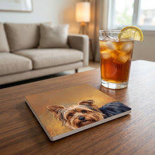 Yorkshire Terrier Portrait ceramic coasters set of 4, lifestyle