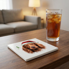Irish Setter ceramic coasters set of 4, lifestyle