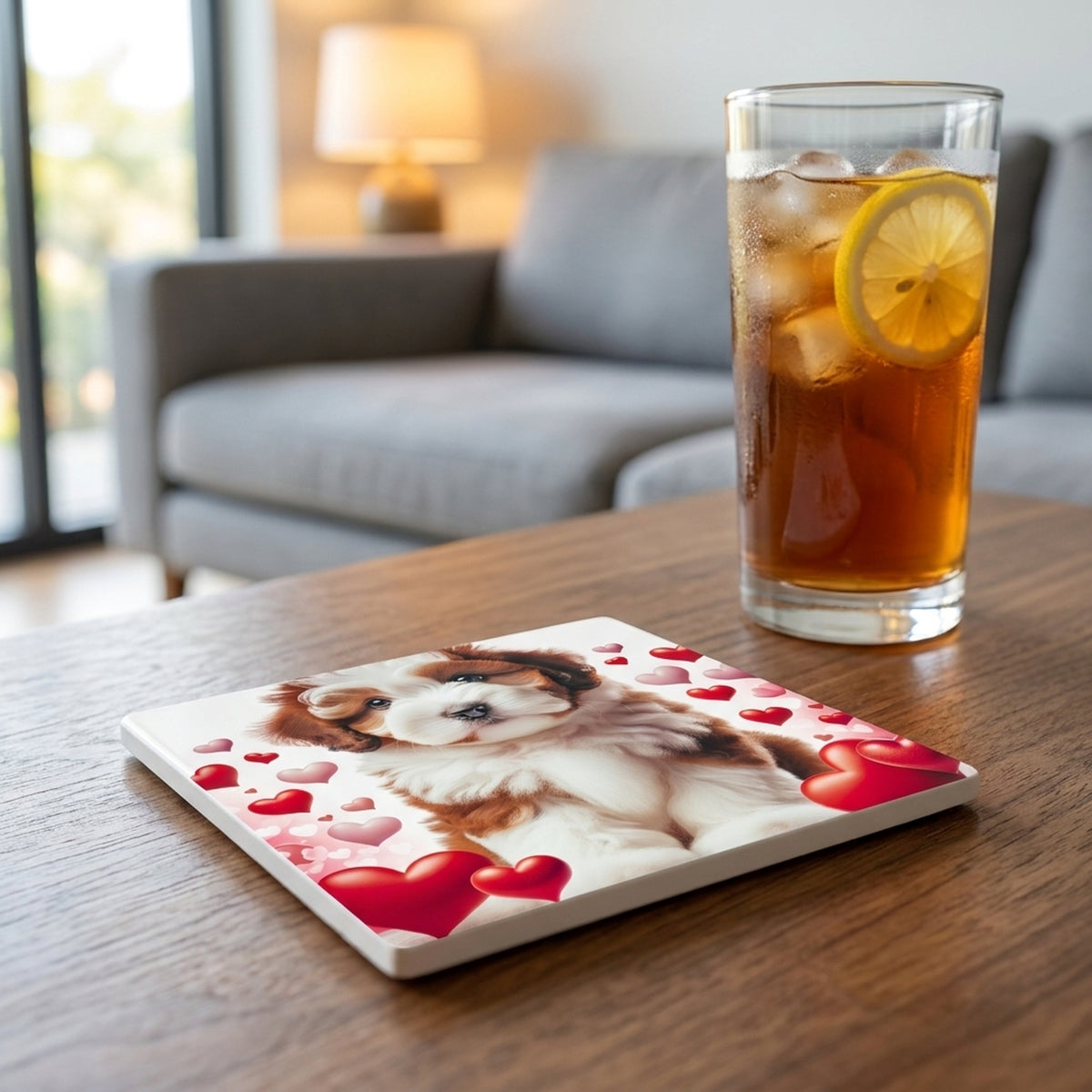 Havanese ceramic coasters set of 4, lifestyle